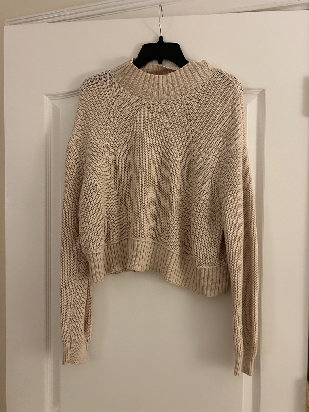 Aeropostale Cream Mock Neck Chunky Knit Sweater